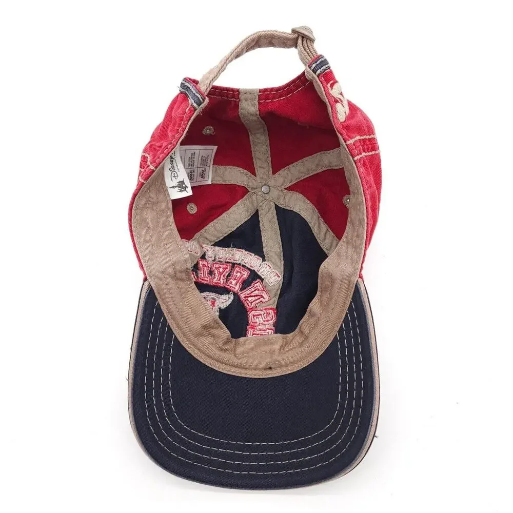 Disneyland Resort Park Hat Distressed Red Blue Strapback Ball Cap Adult One Size